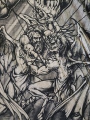 vintage XL Affliction Puppet Master t-shirt skeleton god and devil.