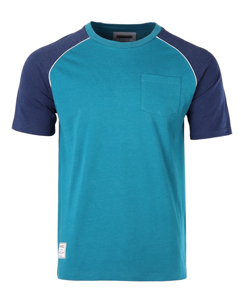 ZIMEGO Mens Short Sleeve Ringer Tee – Color Block Raglan Casual T-Shirt