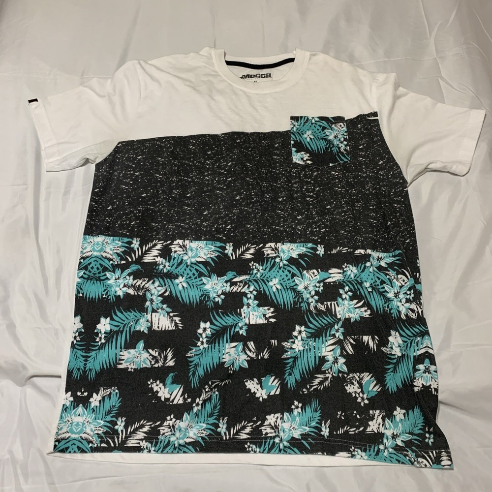 Vintage Y2K Mecca Flower All Over Front Print T Shirt Mens XL Check Out My Store