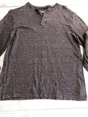 Merona Henley Shirt Mens Medium Gray Long Sleeve Tagless Jersey Tee Casual