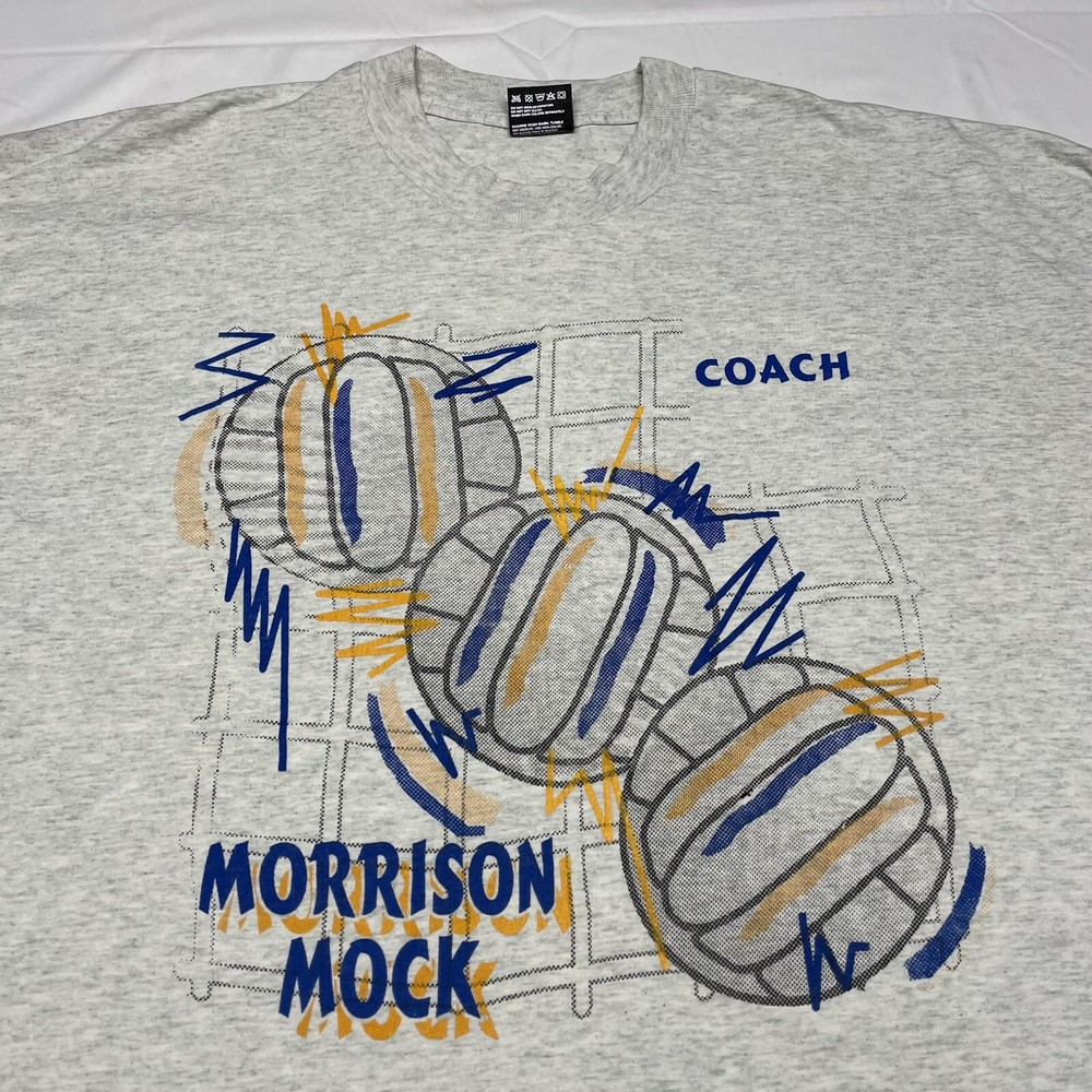 Vintage 90s Single Stitch T-Shirt Mens XXL Gray Volleyball Art Sports USA Made