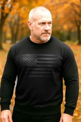 Distressed American Flag Sweatshirt | Patriotic USA Crewneck | Unisex Fleece