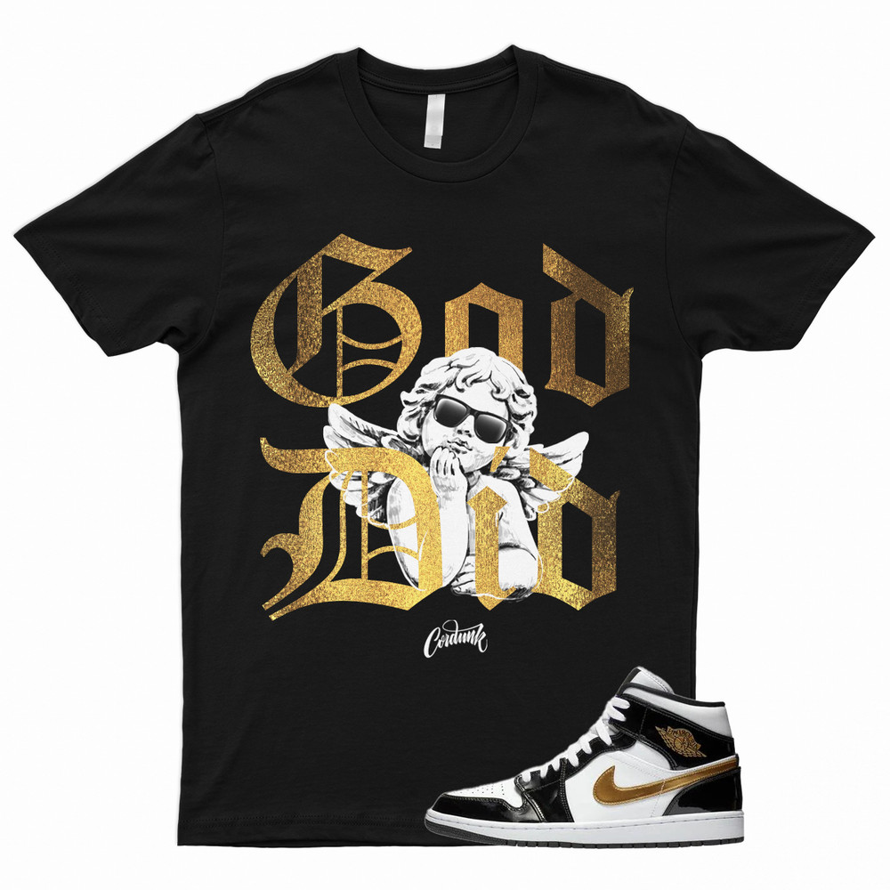 GDID T Shirt for 1 Mid Patent Black White Metallic Gold NRG Top 3 Dunk High