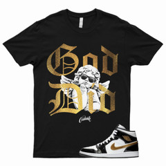 GDID T Shirt for 1 Mid Patent Black White Metallic Gold NRG Top 3 Dunk High