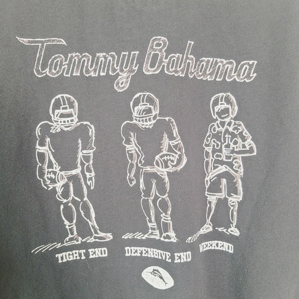 Tommy Bahama Shirt Mens Large Gray Relax Weekend Football Graphic Cotton