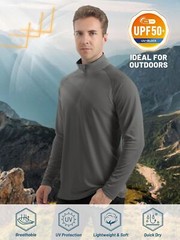 UPF50+ Mens 1/4 Zip UV Shirts Summer Skin Protection Performance Fishing T-Shirt