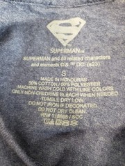 Superman T-Shirt, Adult Small Navy Blue, Comics Superhero Graphic Tee