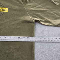 American Eagle Outfitters Men Shirt L/G/G Olive Green Globe Graphic Tee Logo