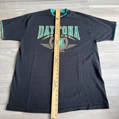 Vintage 80s 90s Daytona Beach Florida Ringer T Shirt Mens Size XL Black Green