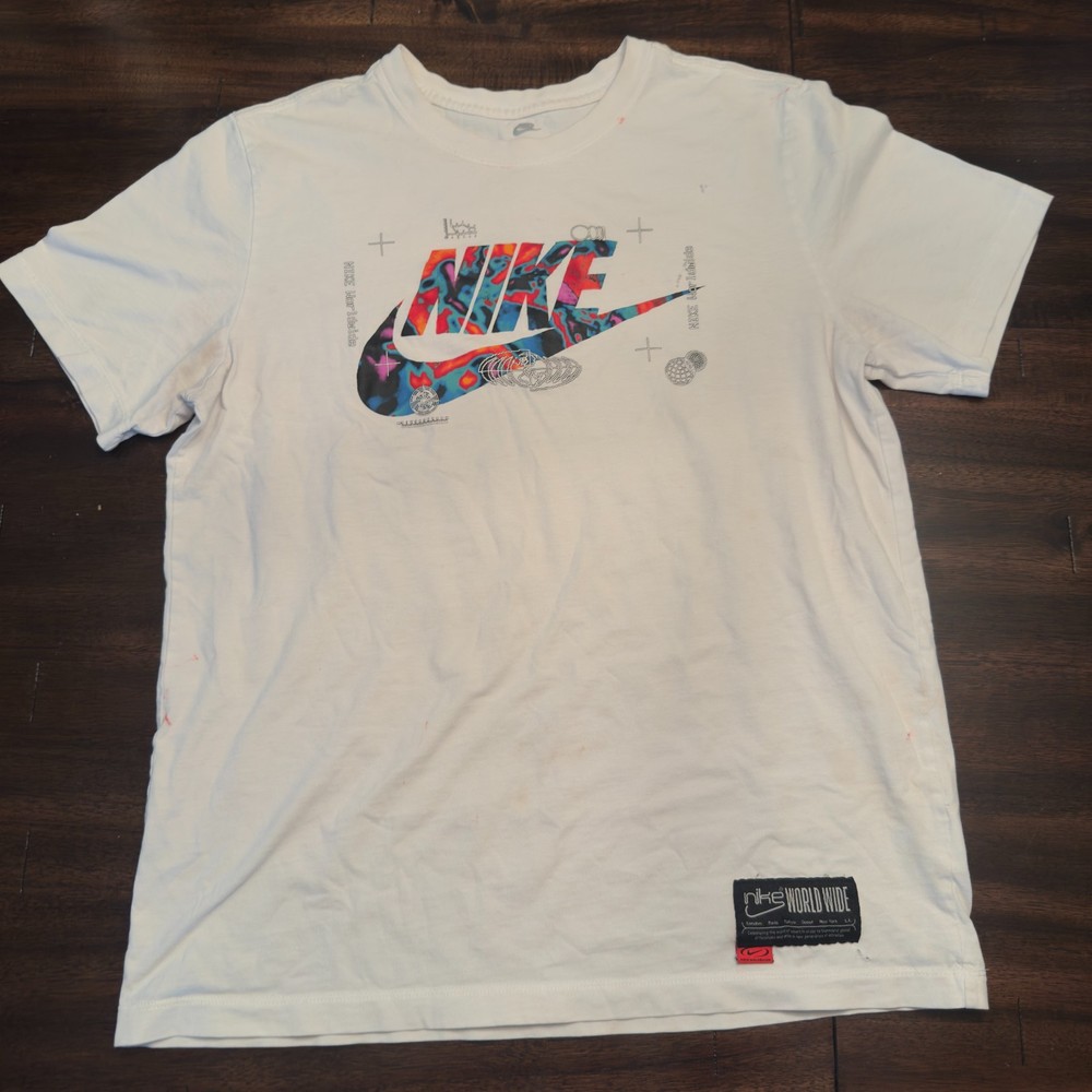 Nike Jordan White Graphic T-Shirt Jumpman Mens Casual Large #341 JeannyP