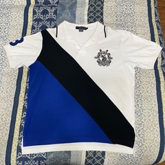 POLO Black and Blue Stripe USPA 1890 Patch Logo Short Sleeve Shirt Men’s Size L