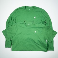 Two Apple Shirt Mens L Green Employee Short Sleeve Logo Leave The World Better