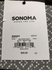 Sonoma Tee Shirt Gray Medium Mens $20 (s-rd-24-38)