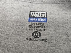Walls Work Wear Men XXL Pocket Tshirt Long Sleeve Cotton Blend Gray