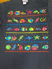 Vintage 90s Eyes on California Tropical Sea Life Neon Puff Print T-Shirt