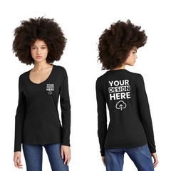 Custom Printed District Womens Perfect Tri Long Sleeve V-Neck Tee Gift For Him
