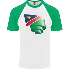Curled Namibia Flag Namibian Day Football Mens s/S Baseball T-Shirt