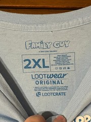 LOOT CRATE FAMILY GUY Mens 2XL Blue Graphic T Shirt Short Sleeve Cotton