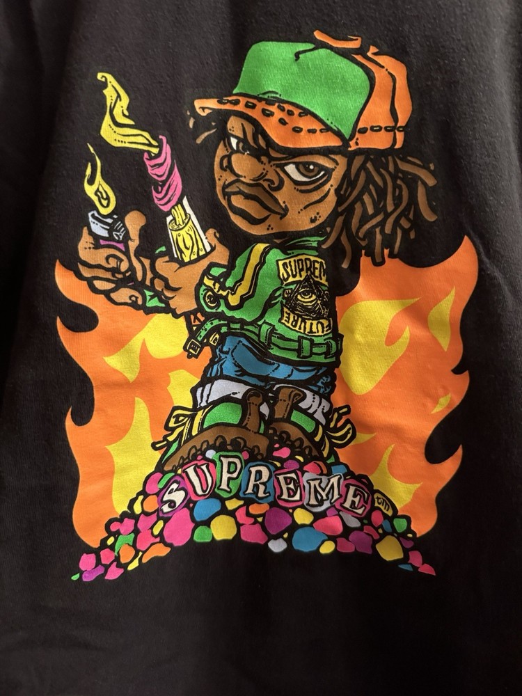 Supreme Molotov Kid Black Tee Size Medium SS19 Pre Owned 100% Authentic