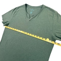 Tommy John Henley Lounge Shirt Men Large Green Pima Cotton Stretch V Split Neck