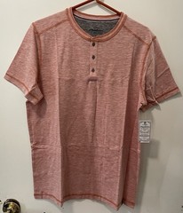 Flag & Anthem Men’s Henley Neck Short Sleeve T-Shirt Coral Gray Size Medium NWT