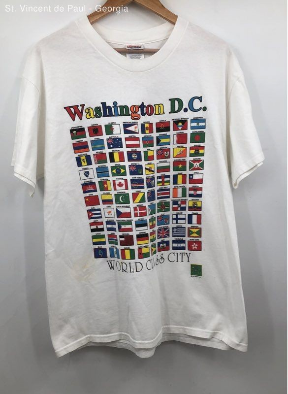 Men’s Hanes Heavyweight White Vintage Washington D.C. Tee Shirt – Size Large