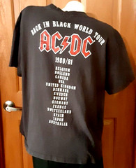 AC-DC® Back In Black World Tour 1980/81 Black Tee Short Sleeves Size M