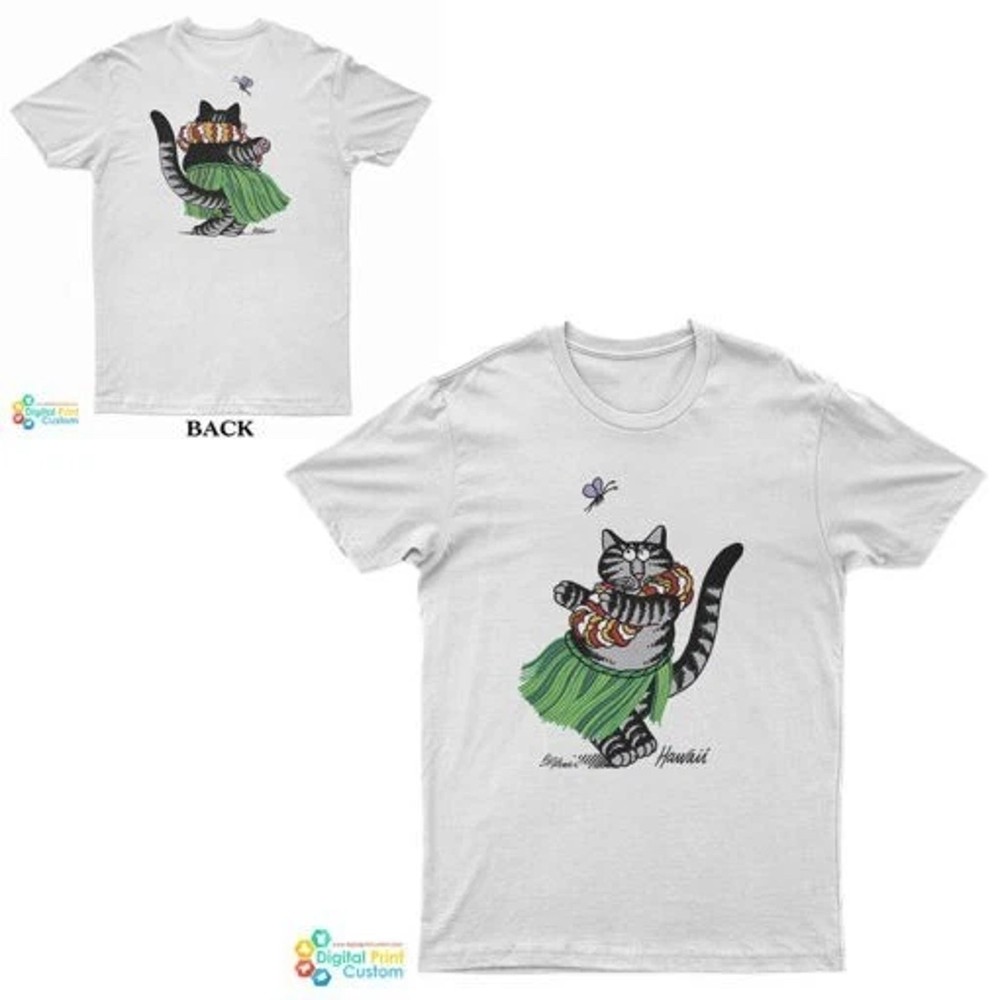Retro B Kliban Cat Hula Dancing Graphic Tee Unisex T-Shirt Funny Vintage