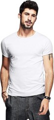 Men’s Elastic Slim Fit Crew-Neck T-Shirt Casual Solid Short Sleeve Tee White M