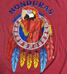 Pacer Honduras Souvenir T-Shirt Pink Size Medium Scarlet Macaw Maya Graphic Tee
