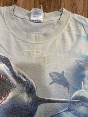 Vintage Y2K 2000 Padre Texas Sharks Aquatic Sea Turtle Blue Tie Dye Shirt XL AOP