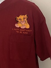 Vintage Lion King Simba Pocket Burgundy T Shirt Size XL Disney
