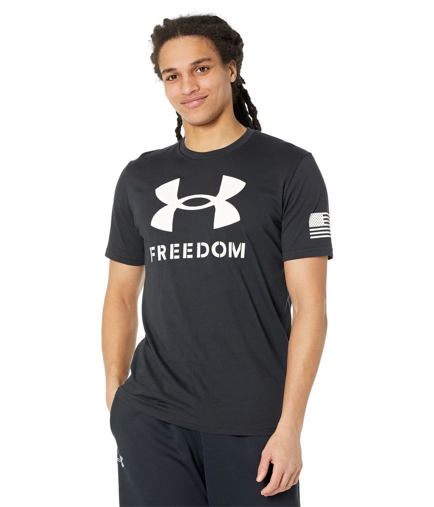 Under Armour Men’s New Freedom Logo T-Shirt, Black (001)/White, Medium