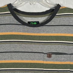 HippyTree T-Shirt Mens L Gray Green Striped Pocket Vintage Blend Surf & Stone Co