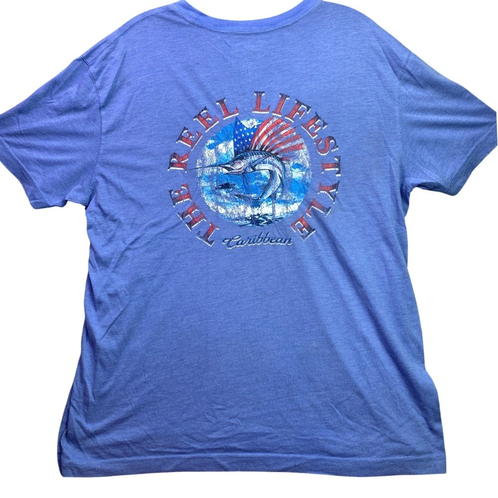 Caribbean Shirt Mens Medium Fishing Lifestyle Spell Out Coastal Streetwear