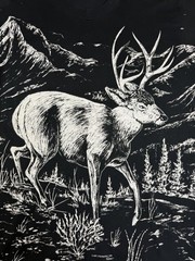 Art Unlimited Vintage Single Stitch Deer All Over Print T-Shirt Size L 1995