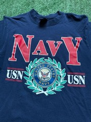 Vintage Soffe Choice US Navy Graphic T-Shirt USN Crest Logo Navy Blue Size M