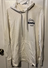 Eddie Bauer WHITE LONG SLEEVE HOODED LIGHT WEIGHT COTTON LOGO SHIRT SIZE MED.