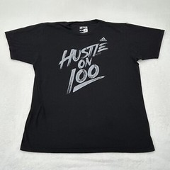 Adidas The Go-To Tee Hustle On 100 Graphic Spell out Black Cotton Shirt Men’s XL