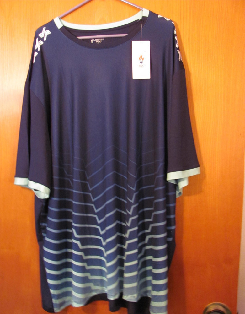 Liberty Pro Shirt Mens 5XL Blue Neon Green Poly Spandex Gym Short Sleeve New