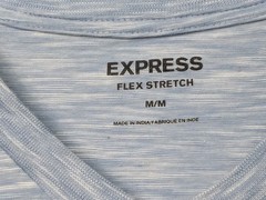 Express T Shirt Mens Medium Blue Flex Stretch V Neck Short Sleeve Comfort Preppy