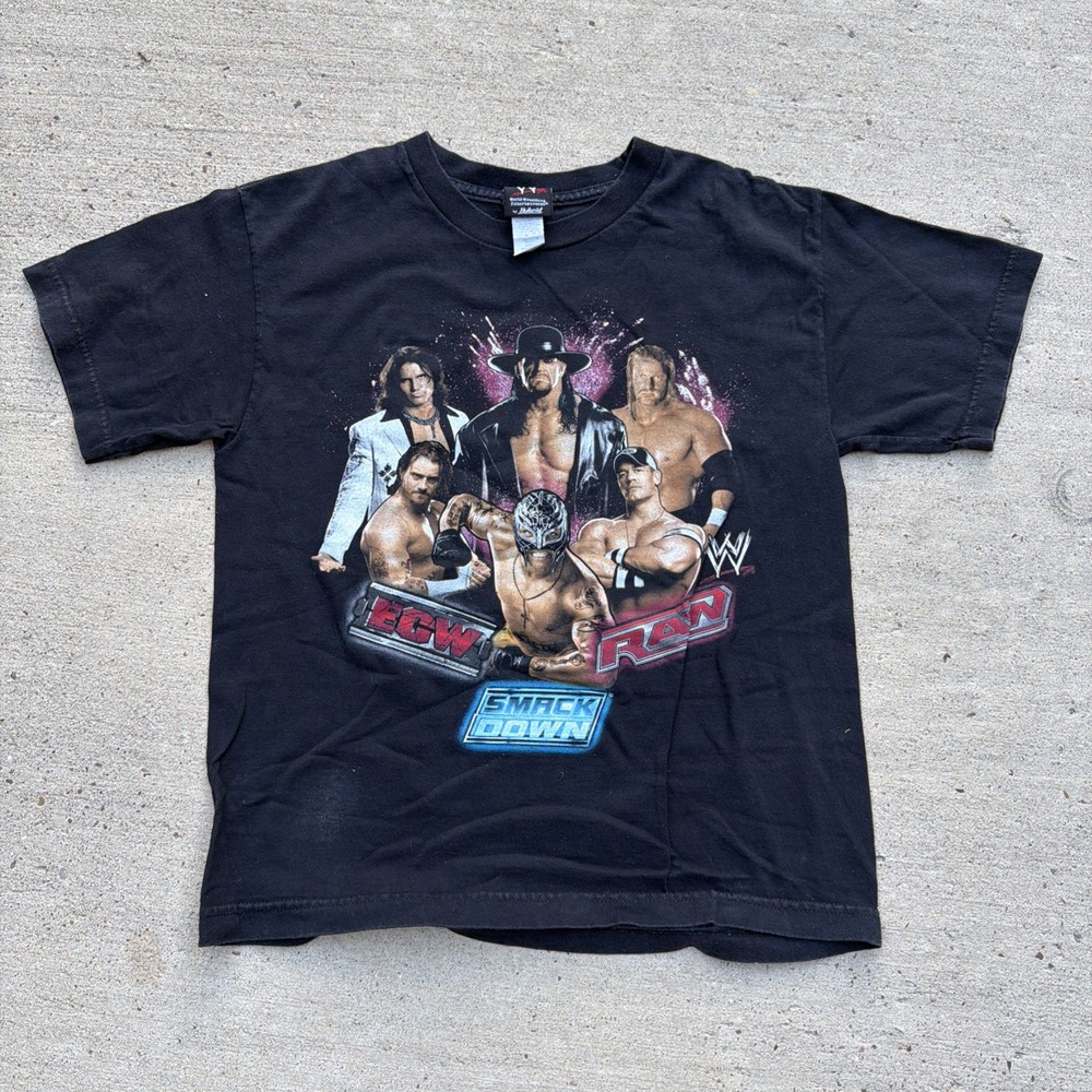 2007-08 WWE Hybrid Tees ECW Raw Smack Down Black T-shirt Youth Large Undertaker