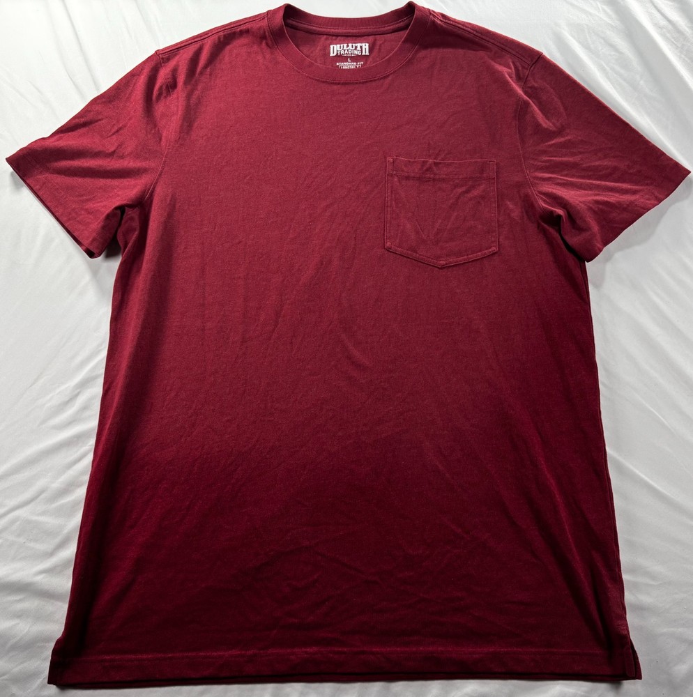 Duluth Trading Co Longtail T-Shirt Mens Sz Large Short Sleeve Red Pocket Tee