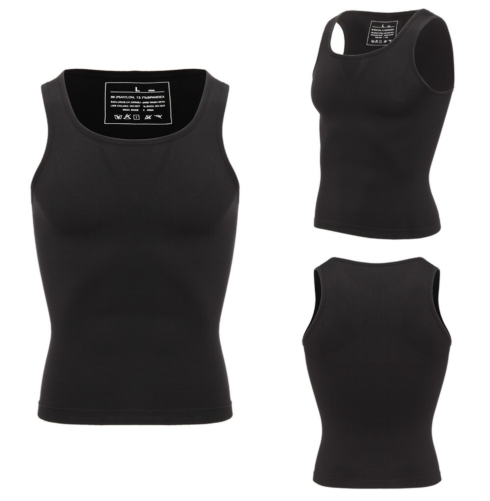 Mens Compression Shirt Slimming Body Shaper Vest Waist Trainer Vests Undershirts