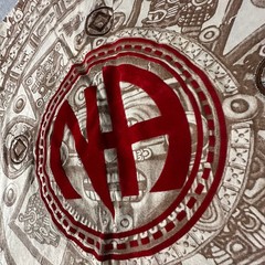 Vtg Narcotics Anonymous Yazbek Shirt Mens XL Tan Sober Mexico Mayan Sun Stone