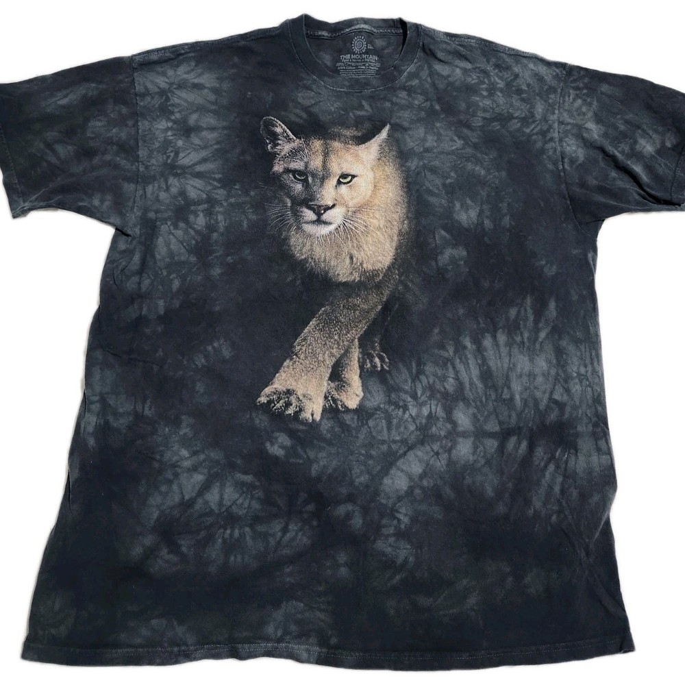 The Mountain Big Cat Lion Tiger Cheetah Panther Puma Blue Tie Dye Animal Shirt