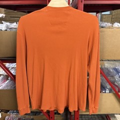Eddie Bauer Shirt Mens 2XL Orange Thermal Waffle Knit Henley Long Sleeve Casual