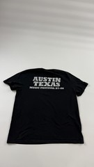 John Galt Crew Shirt Mens Large Black Austin Texas Music Festival 87-88 Stain