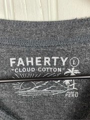 Faherty Long-Sleeve Cloud Henley Men’s Size Large Charcoal Heather Pima Cotton