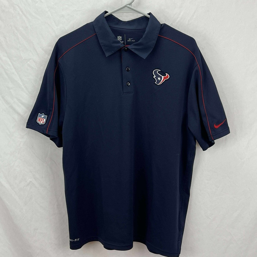 Nike NFL Houston Texans On Field Polo Golf Shirt Dri-Fit Navy Men’s Size Large L